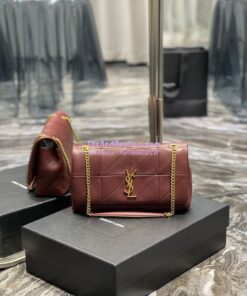 Replica YSL Saint Laurent Jamie Medium Chain Bag "Carré Rive Gauche" In Lambskin 515821 Wine 2