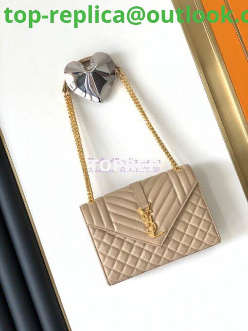 Replica YSL Saint Laurent Medium Envelope Bag In Mix Matelassé Grain De Poudre Embossed Leather 487206 Beige 2