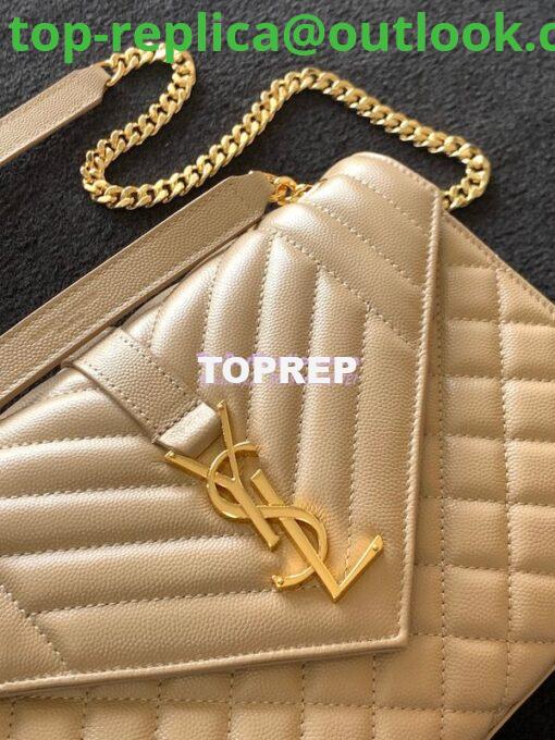 Replica YSL Saint Laurent Medium Envelope Bag In Mix Matelassé Grain De Poudre Embossed Leather 487206 Beige 4