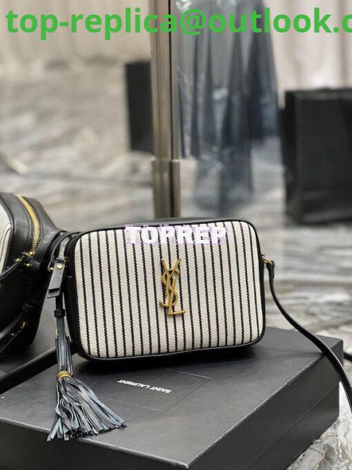 Replica YSL Saint Laurent Lou Camera Bag In Canvas And Smooth Leather 612542 Cream Et Noir 2