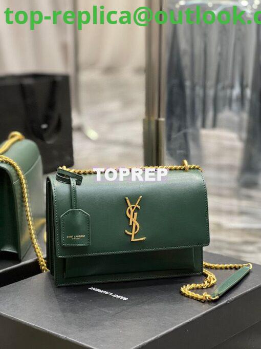 Replica YSL Saint Laurent Medium Sunset Monogram in Smooth Leather 442906 Vert Fonce 2