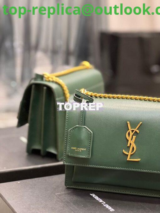 Replica YSL Saint Laurent Medium Sunset Monogram in Smooth Leather 442906 Vert Fonce 4