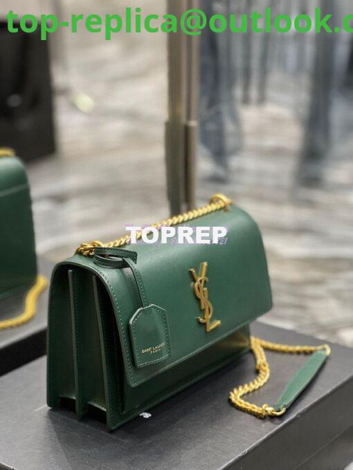 Replica YSL Saint Laurent Medium Sunset Monogram in Smooth Leather 442906 Vert Fonce 5