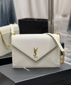 Replica YSL Saint Laurent Gaby Chain Bag In Quilted Lambskin 668864 Blanc