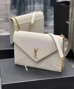 Replica YSL Saint Laurent Gaby Chain Bag In Quilted Lambskin 668864 Blanc 2