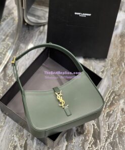 Replica YSL Saint Laurent Le 5 à 7 hobo bag in Vert Fonce calfskin Smooth leather 2