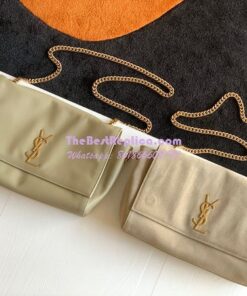 Replica YSL Saint Laurent Kate Medium Reversible In Suede And Smooth Leather 553804 Grey Khaki 2