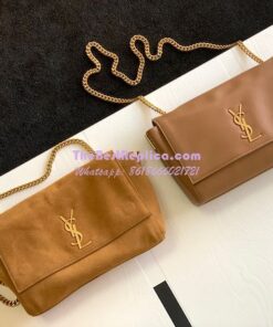 Replica YSL Saint Laurent Kate Medium Reversible In Suede And Smooth Leather 553804 Tan 2