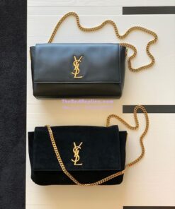 Replica YSL Saint Laurent Kate Medium Reversible In Suede And Smooth Leather 553804 Black 2