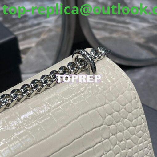 Replica YSL Saint Laurent Medium Sunset Monogram Crocodile embossed bag in Blanc w Silver Hardware 7