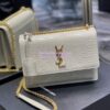 Replica YSL Saint Laurent Medium Sunset Monogram Crocodile embossed bag in Blanc w Silver Hardware 12