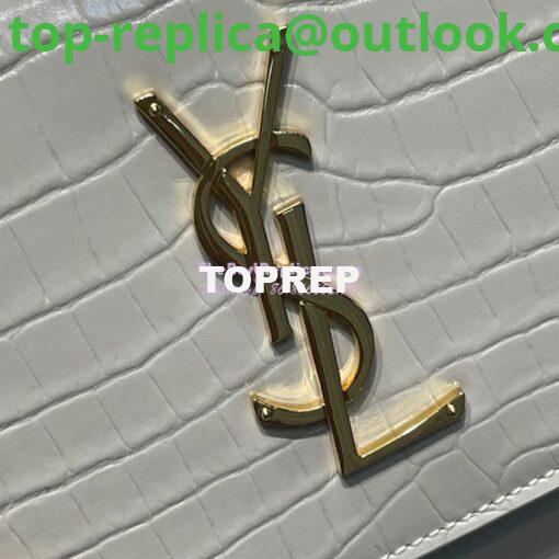 Replica YSL Saint Laurent Medium Sunset Monogram Crocodile embossed bag in Blanc w Gold Hardware 6