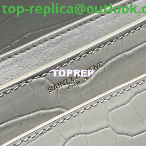 Replica YSL Saint Laurent Medium Sunset Monogram Crocodile embossed bag in Blanc w Gold Hardware 9