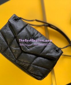 Replica Saint Laurent YSL Puffer Small Bag In Quilted Wrinkled Matte Leather 577476 Black