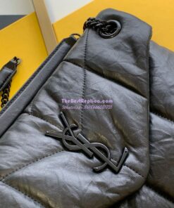 Replica Saint Laurent YSL Puffer Small Bag In Quilted Wrinkled Matte Leather 577476 Black 2