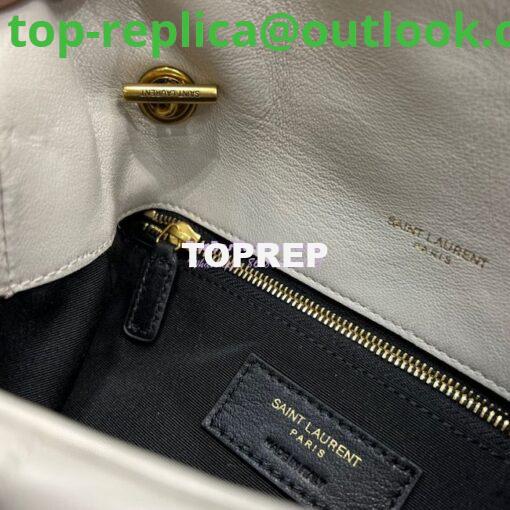 Replica YSL Saint Laurent Mini Loulou Puffer Toy Bag In Quilted Lambskin Blanc in Gold Hardware 8