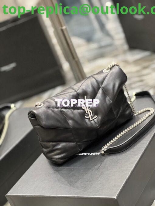 Replica YSL Saint Laurent Mini Loulou Puffer Toy Bag In Quilted Lambskin Black in Silver Hardware 2