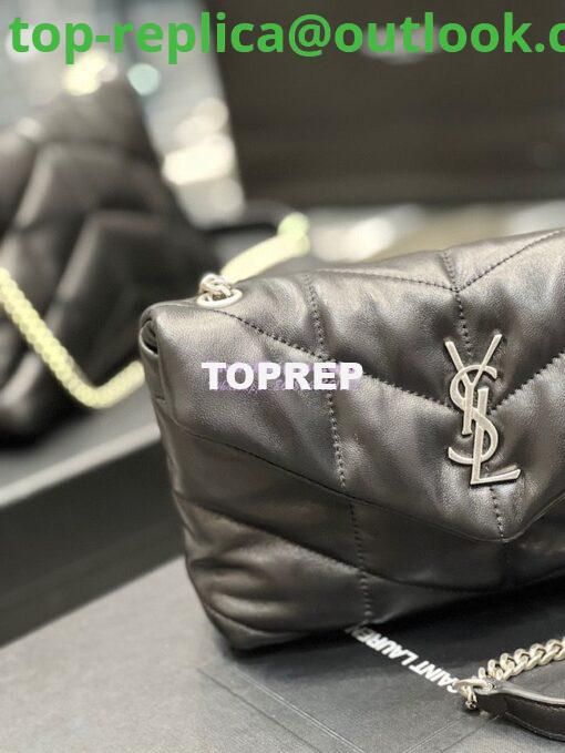 Replica YSL Saint Laurent Mini Loulou Puffer Toy Bag In Quilted Lambskin Black in Silver Hardware 5