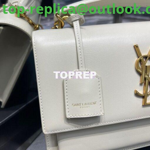 Replica YSL Saint Laurent Medium Sunset Satchel In Smooth Leather 634723 Blanc 9