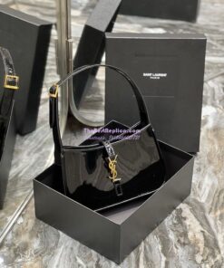 Replica YSL Saint Laurent Le 5 à 7 hobo bag in black Patent Leather 657228 2