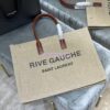 Replica YSL Saint Laurent Rive Gauche N/s Shopping Bag In Linen And Cotton 631682 Brown Blanc 12