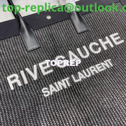 Replica YSL Saint Laurent Rive Gauche Tote Bag In Felt And Leather 499290 Black 3