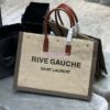 Replica YSL Saint Laurent Rive Gauche Tote Bag In Linen And Leather 499290 White 12