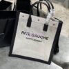 Replica YSL Saint Laurent Rive Gauche N/s Shopping Bag In Linen And Cotton 631682 Black 11