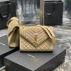 Replica YSL Saint Laurent Envelope Medium Bag In Mix Matelassé Suede Calf 600185 Green 15