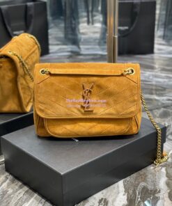 Replica YSL Saint Laurent Niki Medium In Quilted Suede And Smooth Leather 6331581 Cork 2