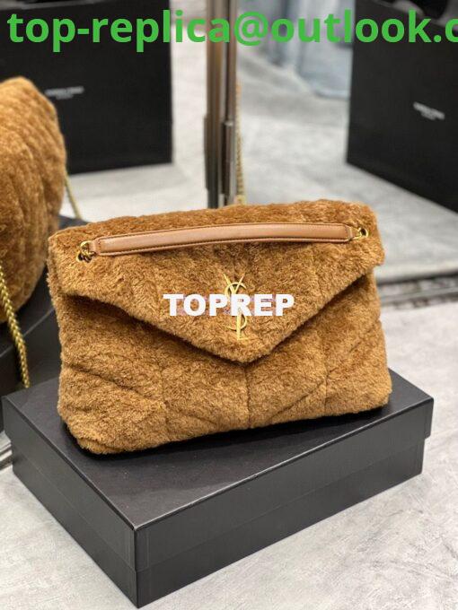 Replica YSL Saint Laurent Puffer Small Medium Bag In Merino Shearling And Lambskin 577476 Caramel 13