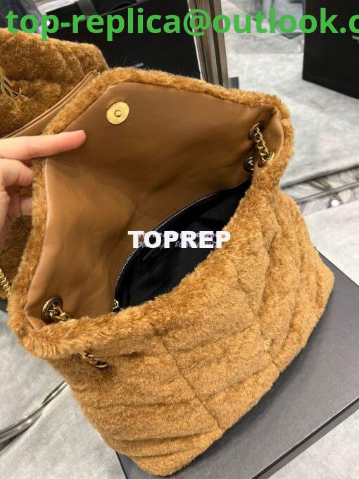 Replica YSL Saint Laurent Puffer Small Medium Bag In Merino Shearling And Lambskin 577476 Caramel 15