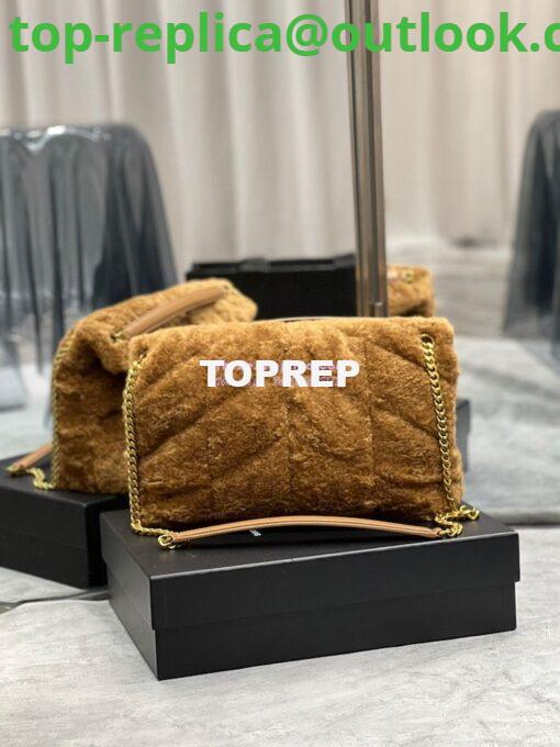 Replica YSL Saint Laurent Puffer Small Medium Bag In Merino Shearling And Lambskin 577476 Caramel 17