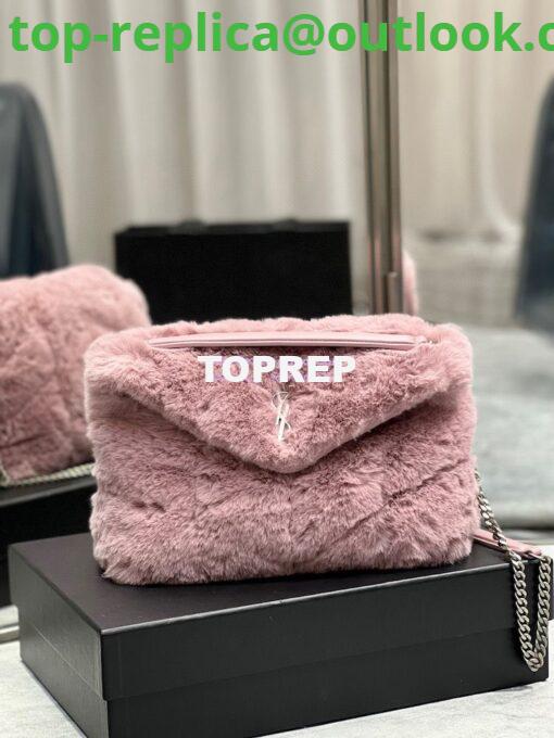 Replica YSL Saint Laurent Puffer Small Medium Bag In Merino Shearling And Lambskin 577476 Lilac