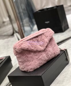 Replica YSL Saint Laurent Puffer Small Medium Bag In Merino Shearling And Lambskin 577476 Lilac 2