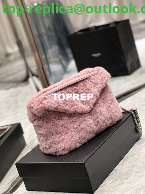 Replica YSL Saint Laurent Puffer Small Medium Bag In Merino Shearling And Lambskin 577476 Lilac 2