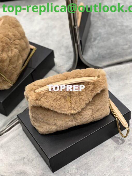 Replica YSL Saint Laurent Puffer Small Medium Bag In Merino Shearling And Lambskin 577476 Beige 3