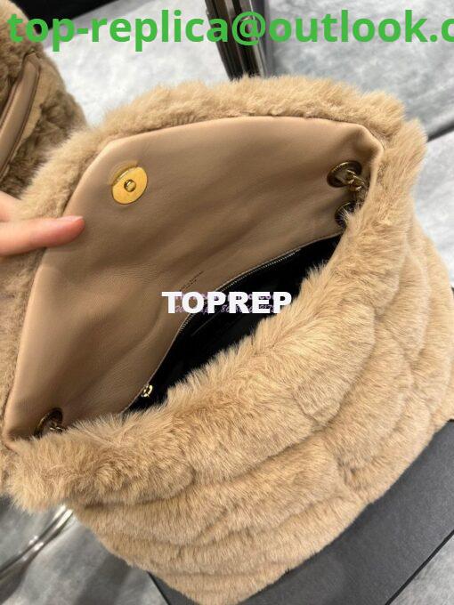 Replica YSL Saint Laurent Puffer Small Medium Bag In Merino Shearling And Lambskin 577476 Beige 5