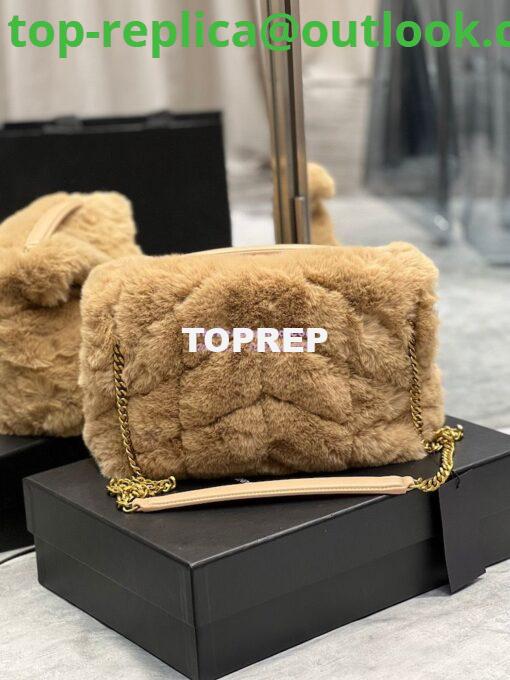 Replica YSL Saint Laurent Puffer Small Medium Bag In Merino Shearling And Lambskin 577476 Beige 7