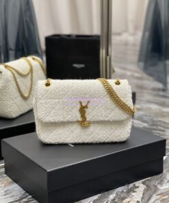 Replica YSL Saint Laurent Jamie Medium "Carré Rive Gauche" In Bouclé Tweed 634820 Off White