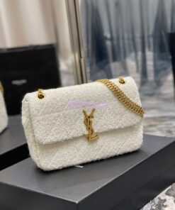 Replica YSL Saint Laurent Jamie Medium "Carré Rive Gauche" In Bouclé Tweed 634820 Off White 2