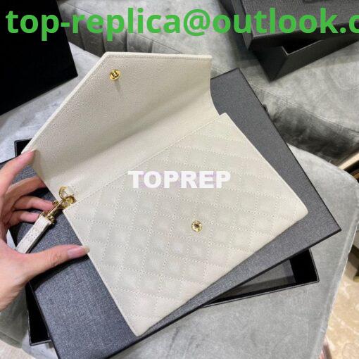 Replica YSL Saint Laurent Monogram Clutch in Quilted Grain De Poudre Embossed Leather 6176621 White 6