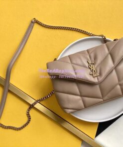 Replica Yves Saint Laurent YSL Loulou Puffer Toy Bag In Quilted Lambskin Dark Beige 2