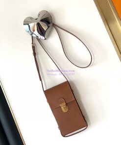 Replica YSL Saint Laurent Tuc Phone Pouch With Strap In Supple Calfskin 6677182 Brown 2