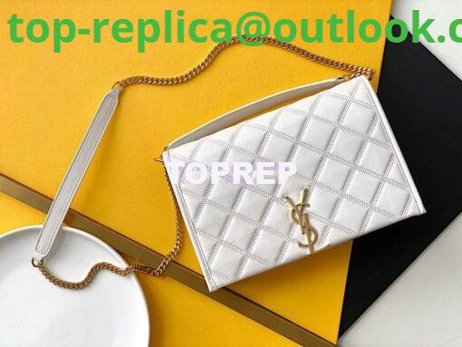 Replica YSL Saint Laurent Becky Mini Chain Bag In Carré-Quilted Lambskin 6292461 Blanc 3