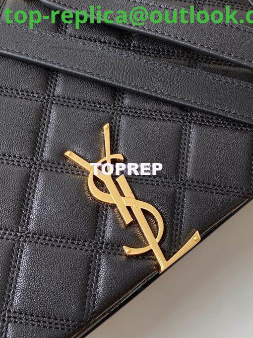 Replica YSL Saint Laurent Becky Mini Chain Bag In Carré-Quilted Lambskin 6292461 black 3