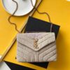 Replica YSL LouLou Medium in “Y” Quilted Linen Taupe 5749462 9