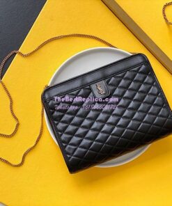 Replica YSL Saint Laurent Victoire Baby Clutch in Leather 65736118 Black 2