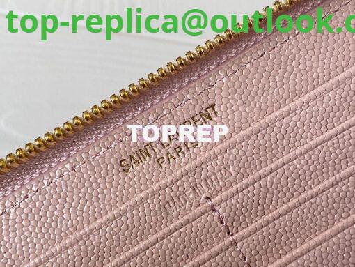 Replica YSL Saint Laurent Monogram Zip Around Wallet In Grain De Poudre Embossed Leather 358094 Light Pink 7