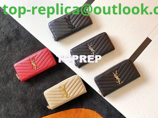 Replica YSL Saint Laurent Monogram Zip Around Wallet In Grain De Poudre Embossed Leather 358094